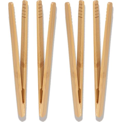 4er-set Bambus-toastzangen, 18 Cm, Holz-toastzangen Mit Rutschfestem Design, Wiederverwendbare Bambuszangen Für Toaster, Tee Und Grill, Holzzangen Für