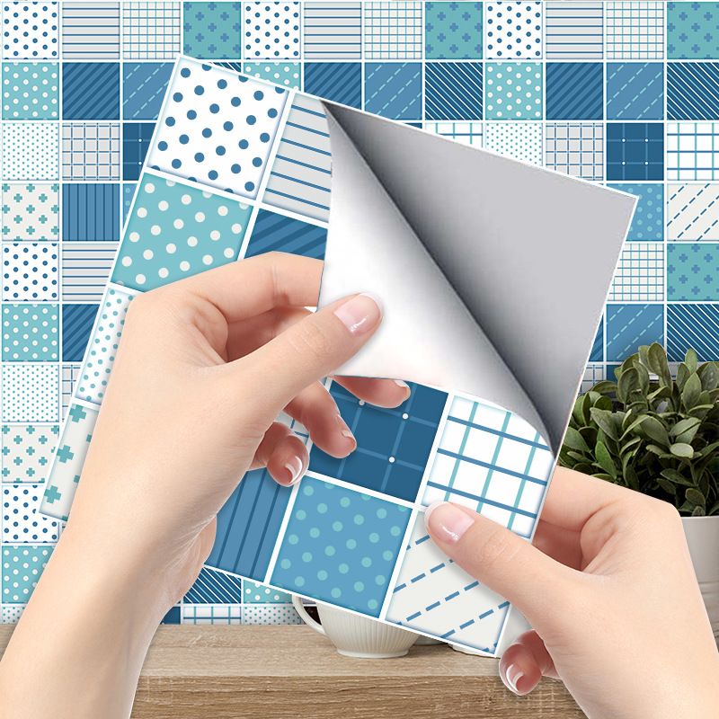 6 Stück Blaue Fliesen-bodenfliesen (20 X 20 Cm) – Selbstklebende Fliesen Für Küche, Wohnzimmer, Badezimmer Und Innendekoration. Pvc