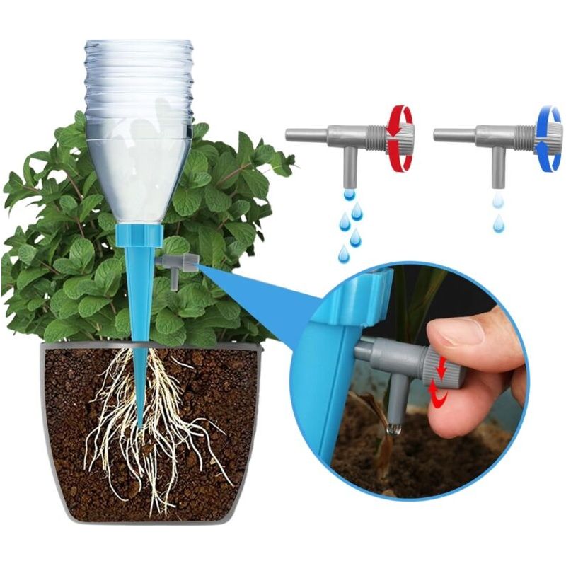 Tropfbewässerungs-set Für Flaschen, 24-teiliges Automatisches Bewässerungssystem Mit Kegeln Und Ventilen Für Innenbereich, Tropfbewässerungssystem Für Garten, Haus, Gemüsegarten Und Pflanzenbewässerun