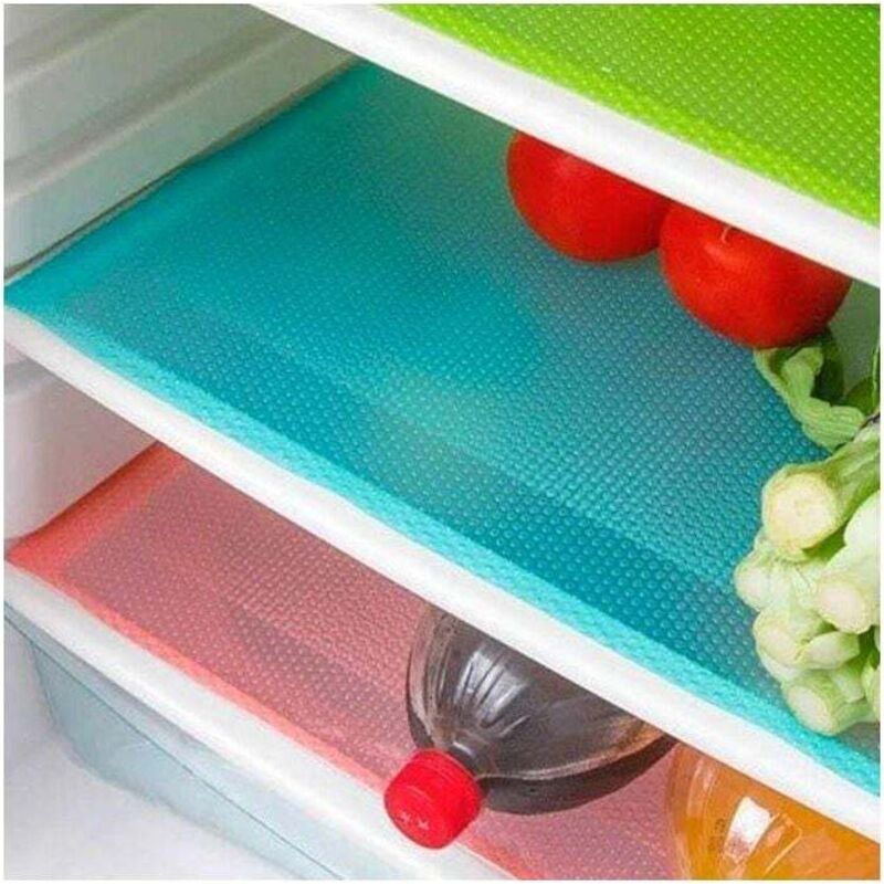 3er-set Waschbare Kühlschrankmatten 45x29cm – Schimmel- Und Feuchtigkeitsabweisend – Geeignet Für Kühlschränke Und Gefrierfächer – Farben: Rot, Blau, Grün