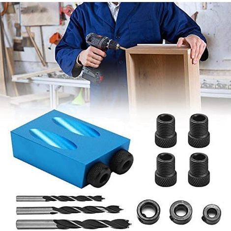 14-teiliges Taschenloch-schablone, 15° Holzführungs-positionierer Für Schräge Löcher, Aluminiumlegierung Schrägloch-locator Mit Adapter Für 6/8/10 Mm Löcher