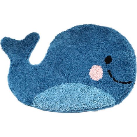 47x63cm Blaues Badezimmer-teppich - Rutschfester Wal-teppich, Saugfähiger Waschbarer Mikrofaser-bodenläufer
