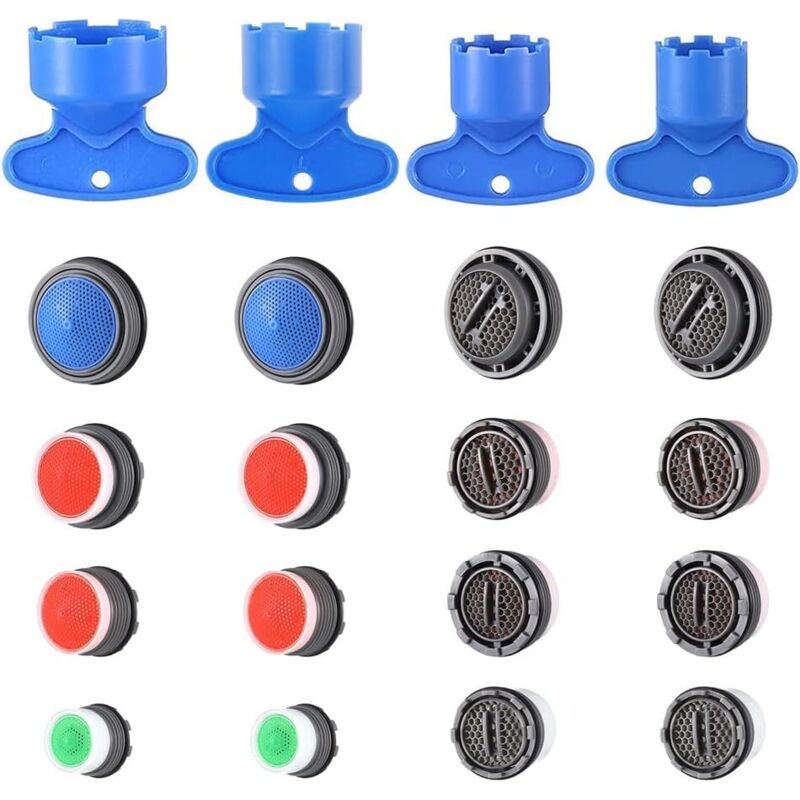 16er-set Wasserstrahlregler Mit M24, M22, M18, M16 Außengewinde, Inklusive 4 Schlüssel, Wassersparer Und Filter Für Waschbecken- Und Badezimmerarmaturen