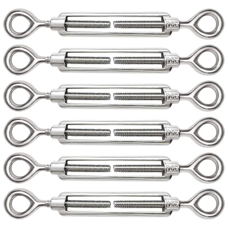 6 Stück Kabelspanner M5, Einstellbare Spannschlösser Aus Edelstahl 304 Mit Öse Und Haken, Zubehör Für Stahlseile Und Drahtseilspanner