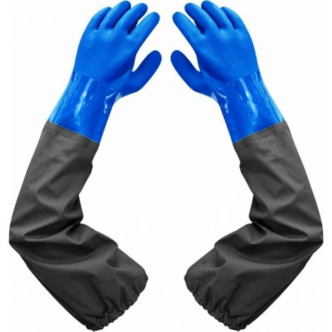 Mattierte Wasserdichte Handschuhe – Teichreinigungshandschuhe, 26 Zoll Mit Flockgefüttertem Innenfutter Und Elastischen Bündchen, Für Die Chemische Industrie, Landwirtschaft, Fischerei Und Bauwesen