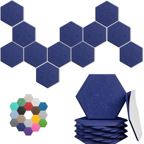 Set Aus 12 Hexagonalen Akustikpaneelen, 30 X 26 X 1 Cm, Verbesserte Geräuschreduzierung, Diy-design Für Studios Und Büros (saphirblau)