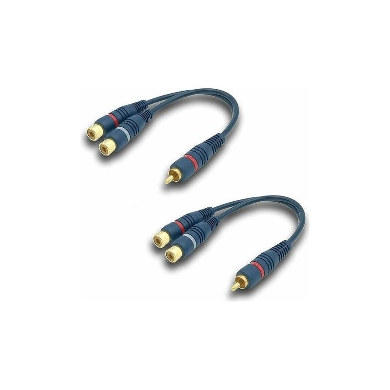 Rca Audio Splitter Kabel, Rca Y Adapterkabel 20cm, Rca Auf Klinkenstecker 1 Männlich Auf 2 Weiblich Rca Kabel Für Subwoofer, Phono, Av, Audio, Auto-subwoofer (rca Y Kabel, 2 Stück, Blau)