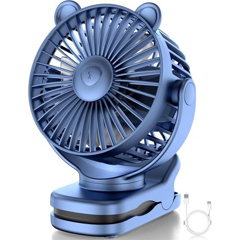 Tragbarer, Wiederaufladbarer Personalventilator, 2000-mah-akku, 3 Lüftungsstufen, Unverzichtbar Auf Reisen, Blau.
