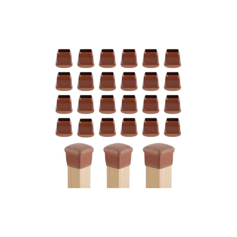 24 Stück Silikon-stuhlbeinschoner 25-30 Mm, Möbelgleiter Für Stühle Und Tische, Rutschfeste Tischschoner Für Möbel, Quadratische Holzschutzkappen Für Möbelbeine In Braun