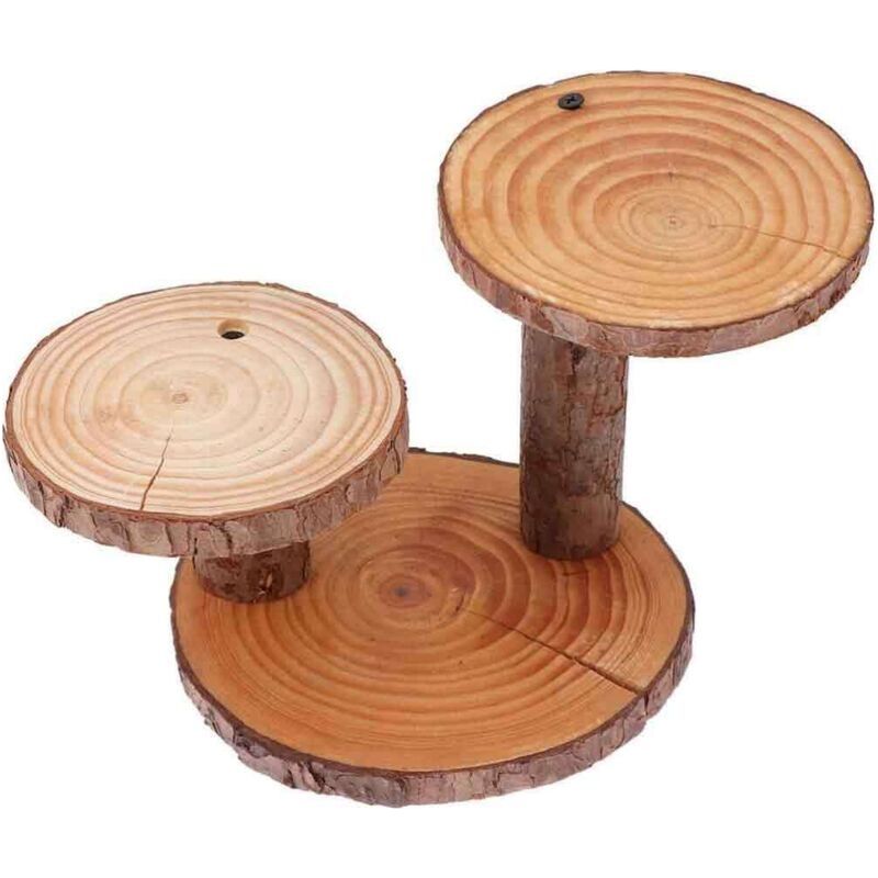 Rustikaler 3-stufiger Cupcake-ständer Aus Holz, Kuchenständer, Macaron- Und Dessertständer In Baumstammform, Dekoratives Tablett Für Feste, Hochzeiten Und Geschenke