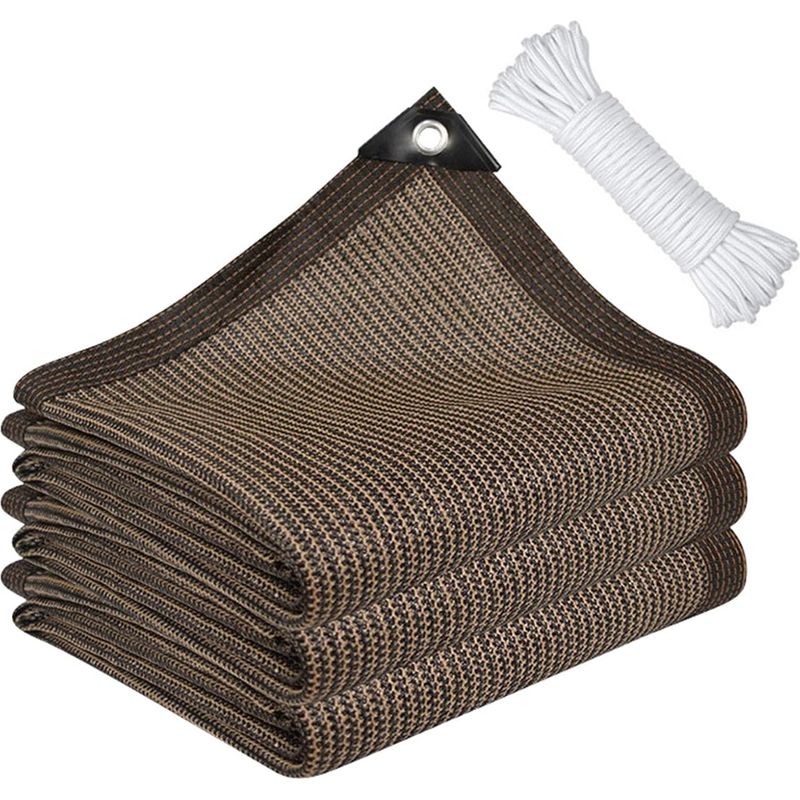 Schattennetz Mit Ösen, Sonnenschutznetz Aus Hdpe, Vordach Mit 4-m-seil, Langlebiges Schattennetz Für Garten, Uv-beständiges Schattennetz Für Gewächshaus (braun, 3 X 2 M)