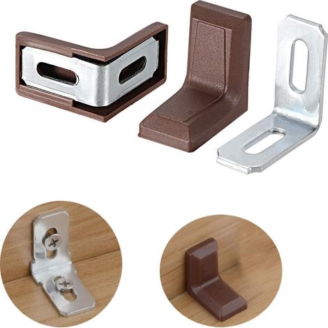 Satz Von 40 Metall- Und Kunststoffbeschichteten L-winkeln, Rechtwinklige L-eckverbinder, Braun (28 Mm X 28 Mm X 18 Mm)