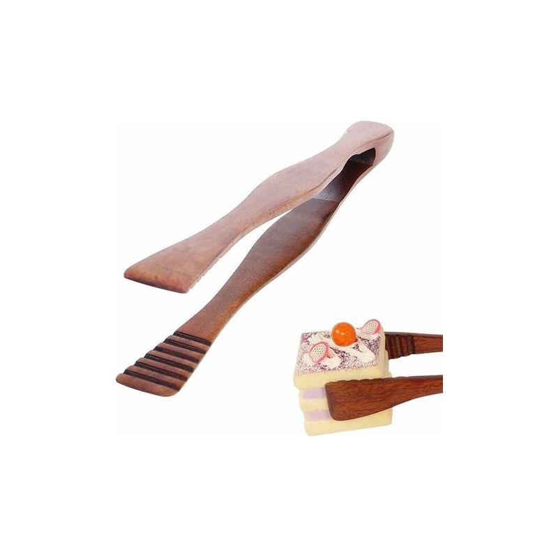 Holz-lebensmittelzange, Holz-kochzange, Toastzange, Zange Für Geröstetes Brot, Buffet-zangen, Für Küche, Camping, Grill, Buffet, Restaurant, Konditorei, Salat, Dessert (braun)