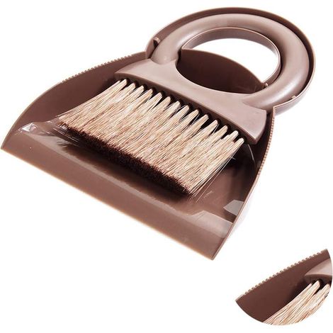 Ensemble Aus Haut Und Bürste, Multifunktionales Reinigungswerkzeug, Mini-kehrmaschine Mit Rundem Griff, Staubschaufel, Staubschaufel Für Staub In Der Hausküche (braun)
