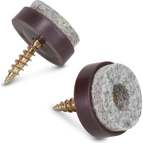 50x Filz-gleitpads Mit Schraube - 20 Mm Schraubbare Bodenschoner Für Stühle Und Möbel - Filz Und Kunststoff - Rund