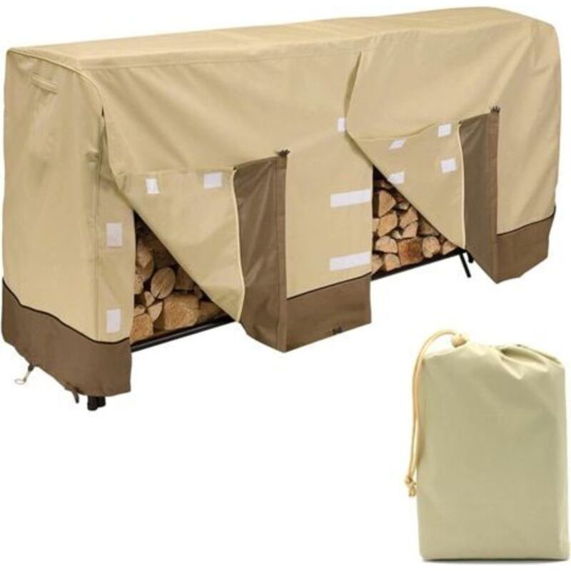 Feuerholzabdeckung, Abdeckung Für Holzscheitständer, Robustes Wasserdichtes Gewebe Als Abdeckung Für Holzscheitständer Für Holzscheite (224x61x107, Braun)