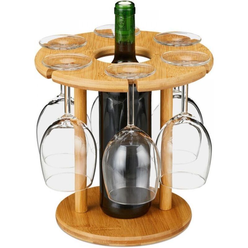Weinflaschenhalter – Glasständer Aus Bambus, Thekenhalter Für Weingläser, Freistehender Tischablagehalter Für Stielgläser Mit 6-loch-glasständer