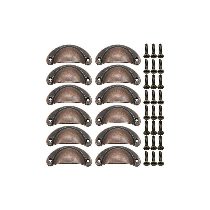 12 × Vintage Muschelgriffe Für Schubladen, Schränke, Möbel Und Küche, Eisen-nickel-legierung Halbmond-möbelknopf, Schranktürknopf 8,1 Cm X 3,5 Cm Rot-bronze