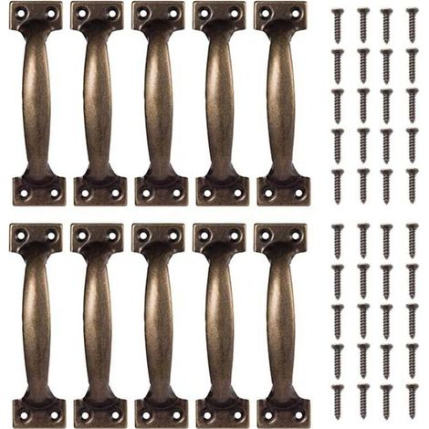 Möbelgriffe 10 Stück Vintage Schrankgriffe Türknopf Retro Bronze Für Schränke (bronze, 98x23mm)