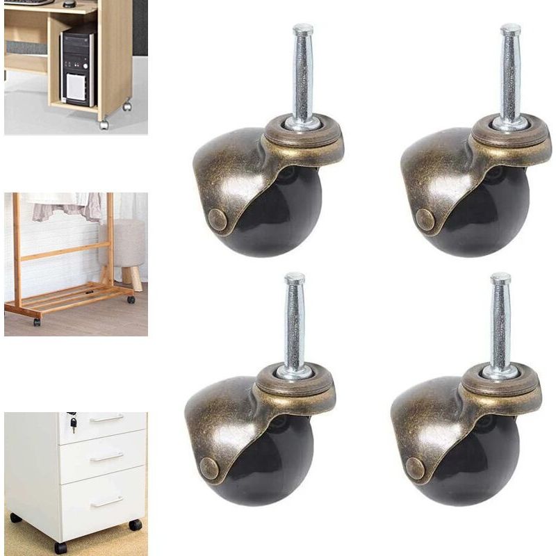 Satz Mit 4 Schwenkbaren Rollen, 50 Mm – Maximale Traglast 25 Kg – Aus Polyurethan Und Metall – Für Kleine Möbel Und Mikrowellenwagen