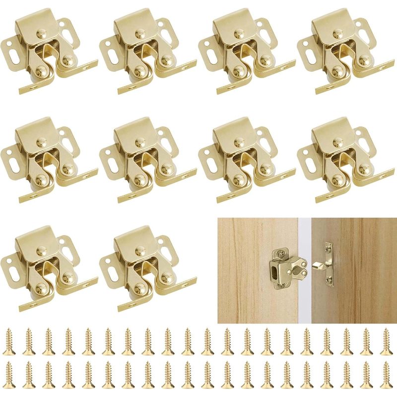 10 Stück Schrankriegel, Türverschluss Für Möbel, Doppelrollen-riegel Mit 40 Schrauben, Schrankverschlüsse Für Schränke, Kleiderschränke, Wohnmöbel