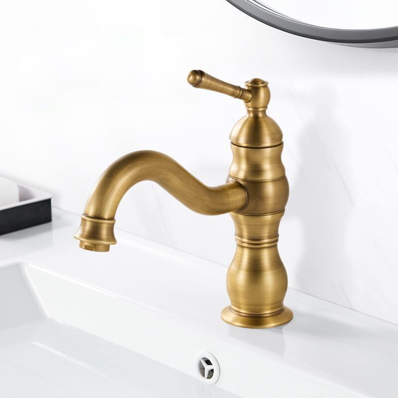 Retro-waschbeckenarmatur, 360° Drehbar, Badezimmerarmatur Aus Messing, Retro Mischer Für Waschbecken Mit Einstellbarer Warm- Und Kaltwasserfunktion, Standardinstallation 3/8''