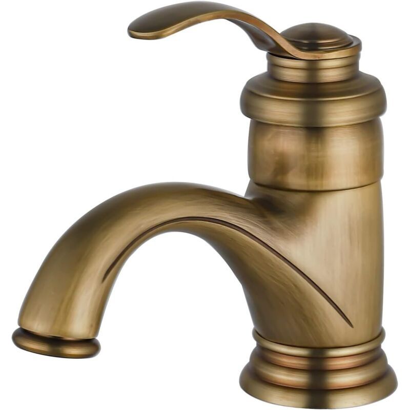 Antiker Waschtischmischer, Retro-waschbeckenarmatur, Waschtischmischer, Gebürsteter Messing-nostalgie-badezimmerarmatur