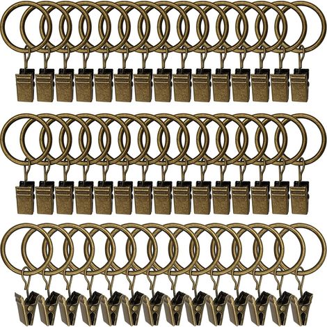 30er-set Vorhangringe Mit Klammern, Rostfreie Edelstahl-vorhangringe, Metall-vorhakhaken, Gardinenring Für Dusch- Und Fenstervorhänge, Bronze