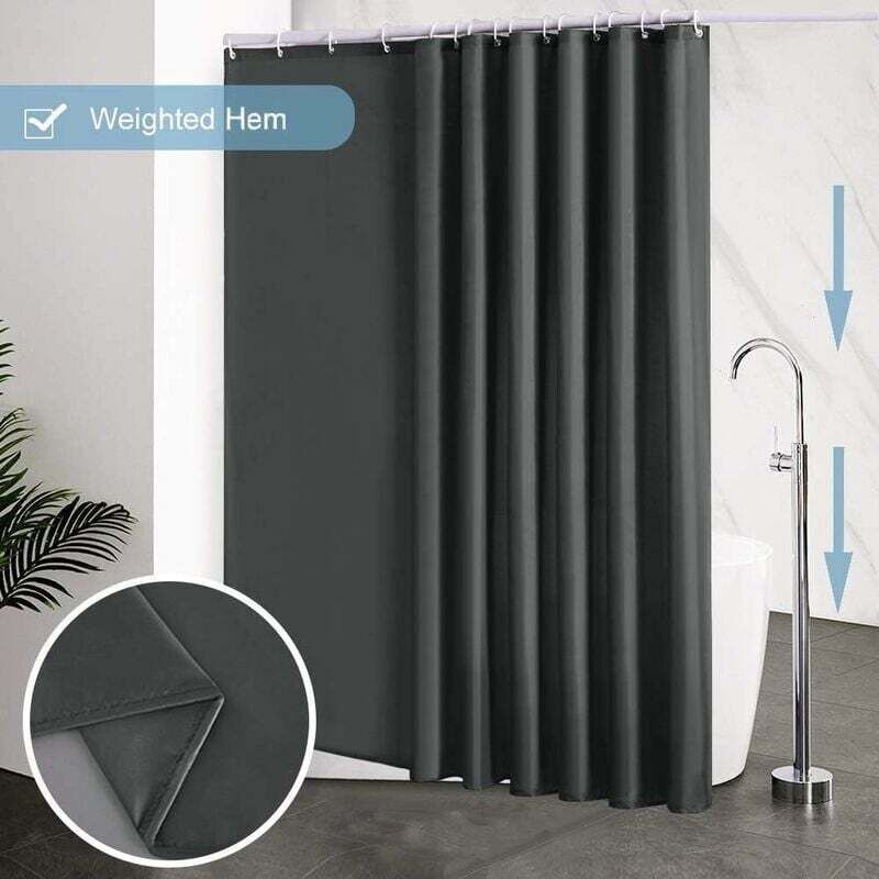 Rideau Douche 240x200 Cm, Mit 16 Haken, Extra Groß, Beschwert, Schimmelresistent, Dunkelgrau, Wasserdicht, Großer Duschvorhang, Polyestergewebe, Antibakteriell, Maschinenwaschbar
