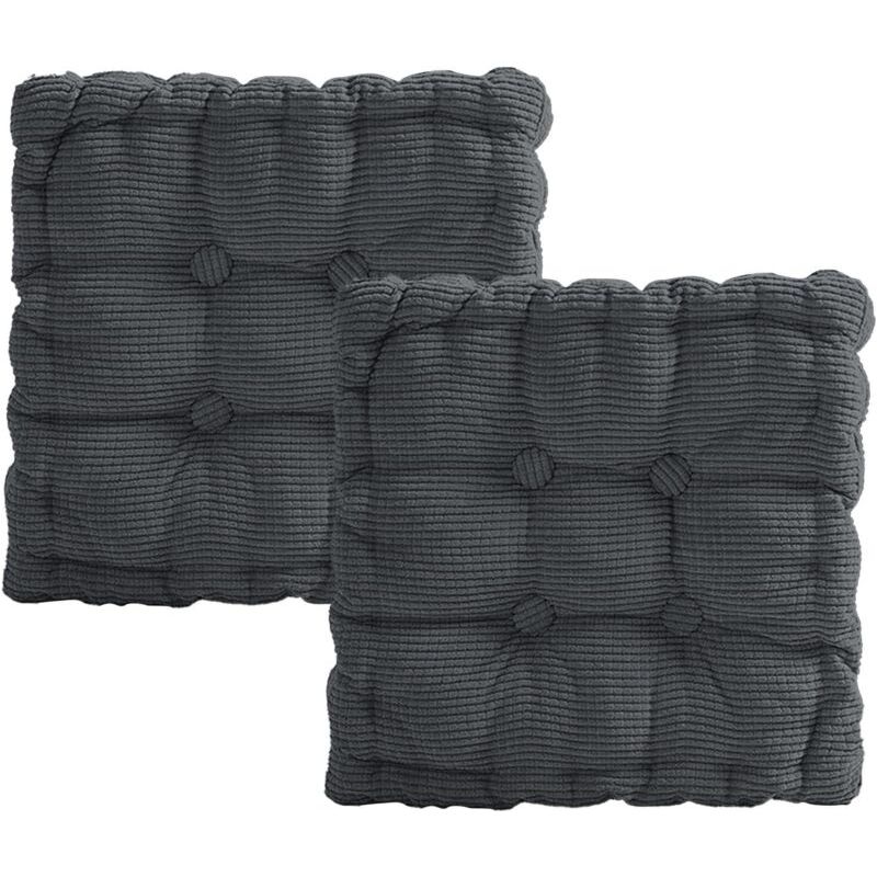 2er-set Stuhlkissen, 40 X 40 Cm Dicke Sitzkissen, Kissen Für Garten- Und Innenstühle, Für Gartenstuhl, Balkon, Esszimmer (dunkelgrau, Quadratisch)