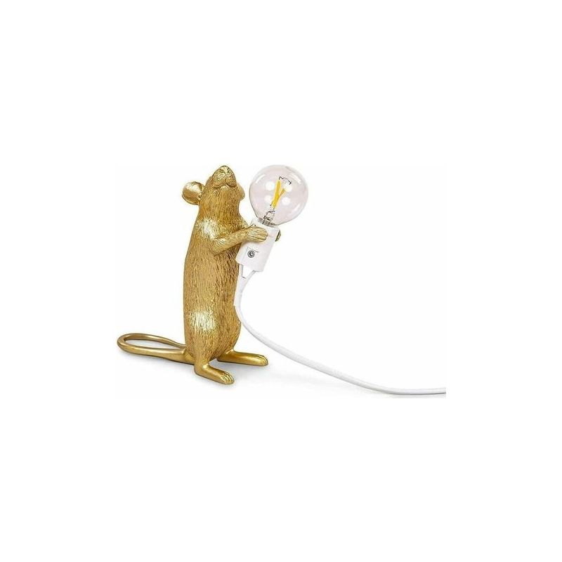 Schreibtischlampe Maus Schreibtischlampe Aus Kreativem Harz, Nachttischlampe, Leselampe, Perfekte Lampe Für Das Zuhause Und Jeden Ort, Den Sie Mögen == Sitzendes Harz, Gold [energieeffizienzklasse]