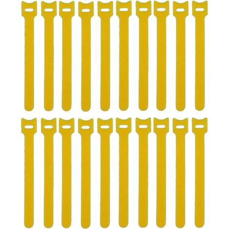 Set Von 100 Wiederverwendbaren Gelben Kabelbindern Mit Haken Und Schlaufe Zur Kabelverwaltung Und -organisation