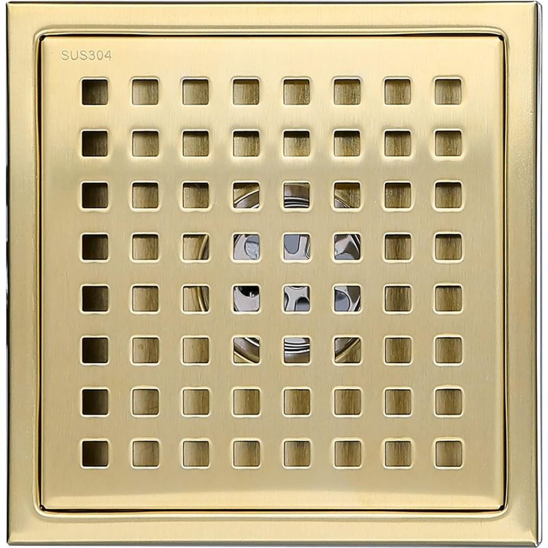 1 Stück Duschrinne Aus Edelstahl, Quadratisch 15x15 Cm, Duschablauf Mit Bodenablauf-siphon Und Abdeckhaube, Messing-geruchsverschluss, Gebürstetes Gold