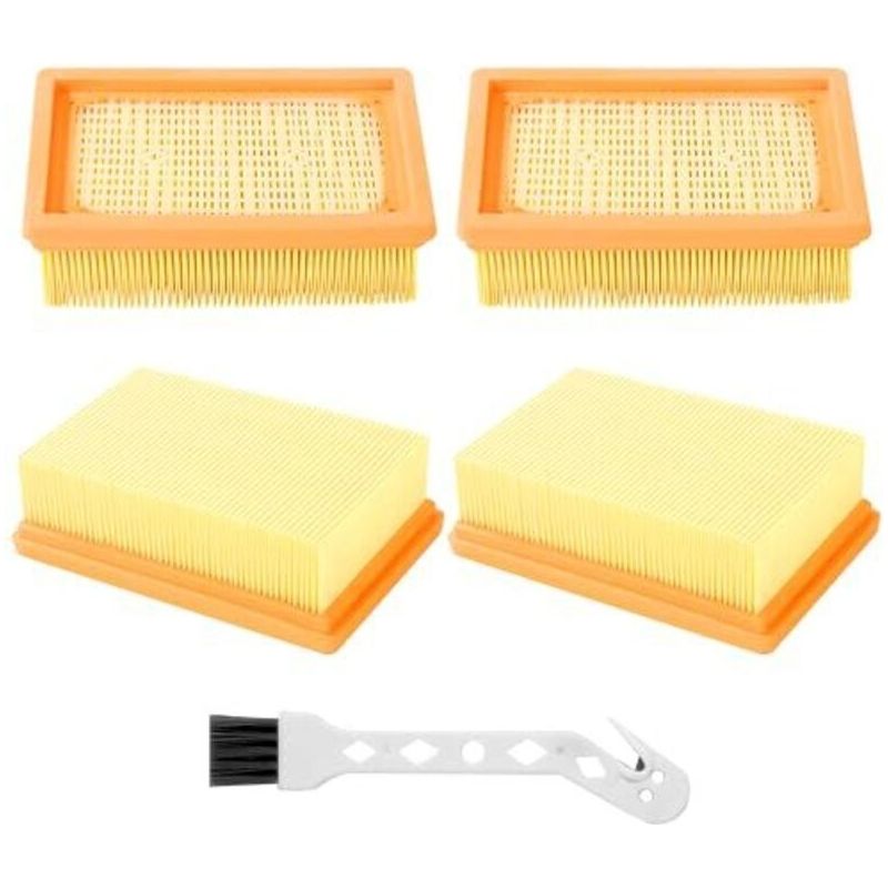 4er-pack Flache Faltenfilter Für Kärcher-staubsauger, Für Kärcher Nass- Und Trockensauger Wd4, Wd5, Wd6, Mv4, Mv5, Mv6, Filterersatz Mit 1 Kleiner Bürste