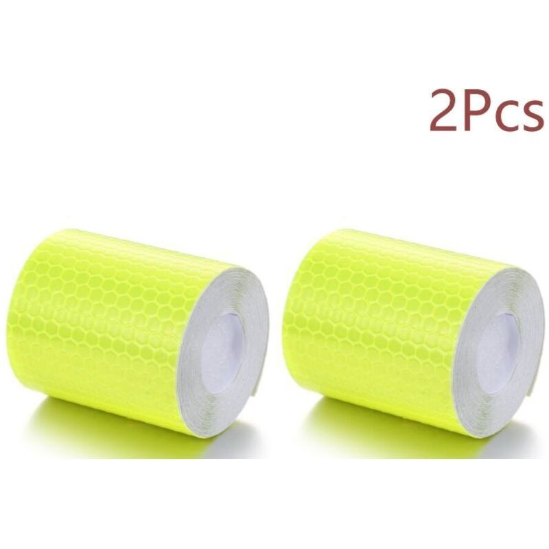 2 Stück Fluoreszierendes Gelb 5 Cm 3m Zum Kleben Und Schneiden - Wetterfestes Reflektierendes Band - Selbstklebendes Warn-reflektorband, Reflektierend Und Selbstklebend - Sichere Markierung