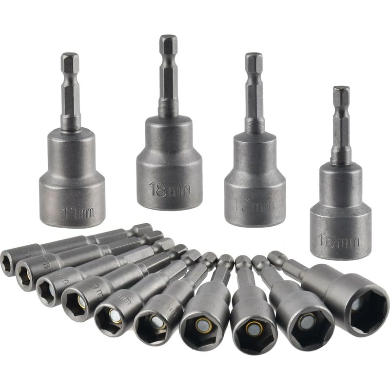 Magnetisches 14-teiliges Sechskant-steckschlüssel-set 6-19mm - 1/4 Zoll Schlagfestes Schlüsselset Mit Adapter - Schraubendreher-werkzeug