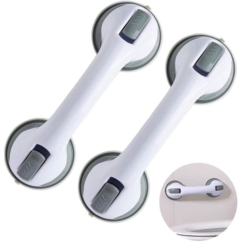Extrem Starker Saugnapfgriff, 30 Cm Saugnapf-haltegriff, 2 Stück Für Badezimmer & Dusche, Sicherer Halt Für Glas, Glatte Wände, Seniorenzubehör - Grau