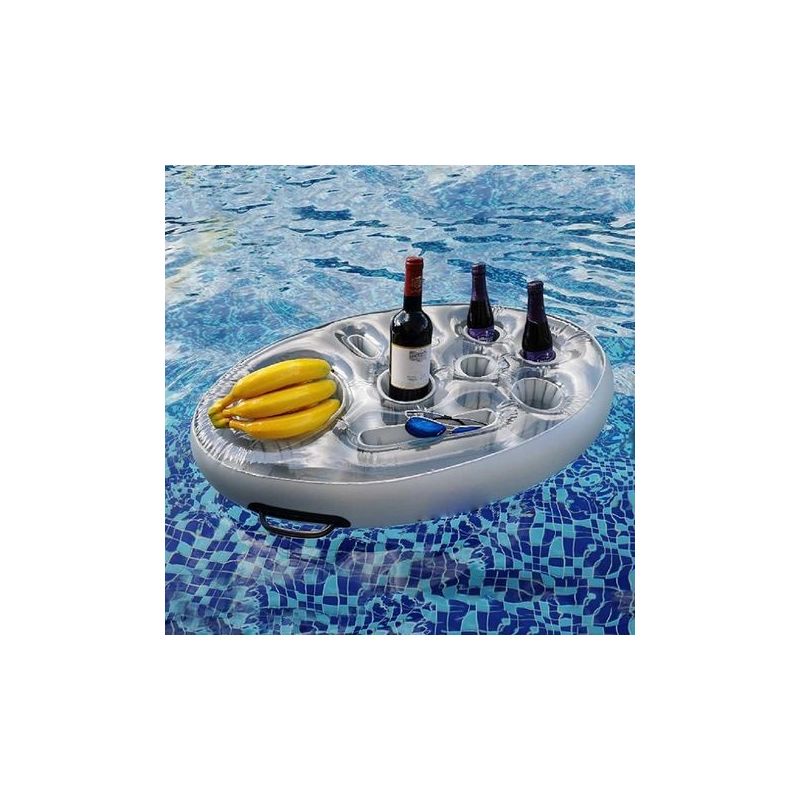 Aufblasbarer Pool-bar Mit Getränkehalter, Schwimmender Bar Für Pool Und Spa Mit 8 Löchern, Tragbarer Getränkehalter, Schwimmendes Tablett Für Pool-partys, Strand Und Feiern (grau)