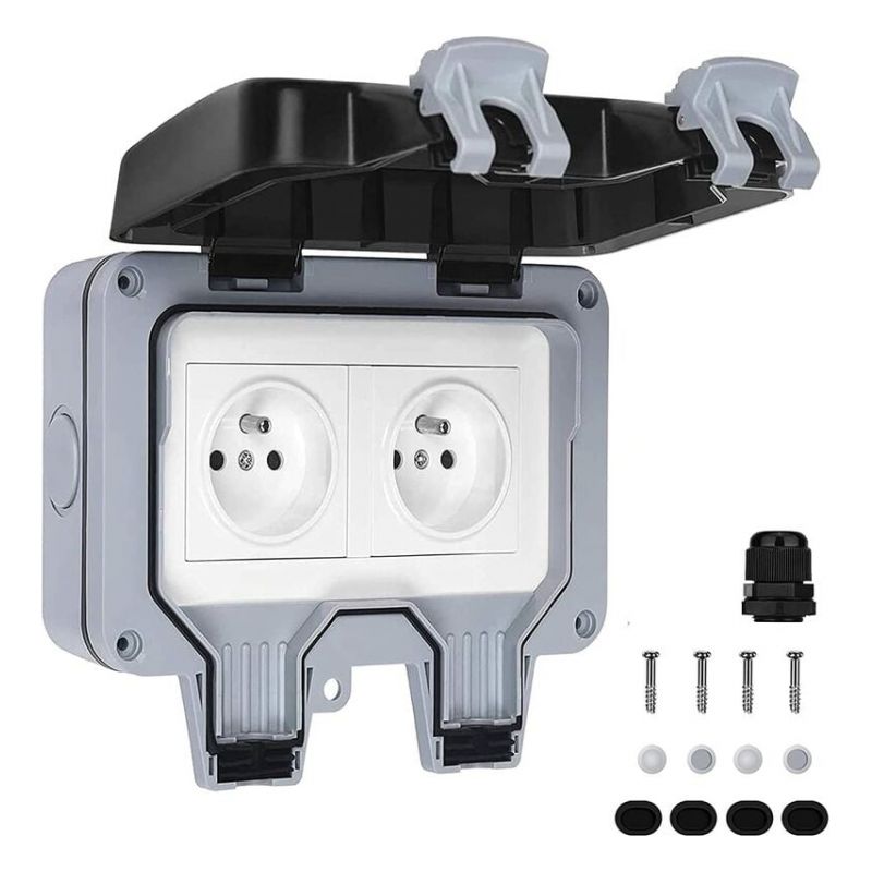 Wasserdichte Doppelsteckdose Für Außen, Ip66 Wasserdicht, Wandsteckdose 16a