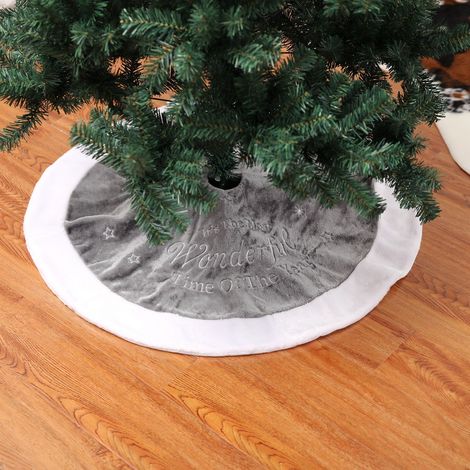 Grauer Weihnachtsbaum-rock Aus Plüsch, 90 Cm, Weißer Weihnachtsbaum-rock, Weihnachtsbaumständer, Weihnachtsbaum-kissen (grau)