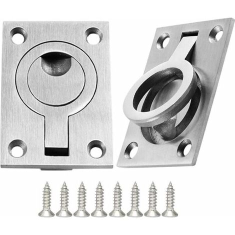 2er-pack Schubladengriff, Schrankgriff Aus Edelstahl, Versenkte Bootsgriff-marineklappe Mit 8 Schrauben (64 X 46 Mm)