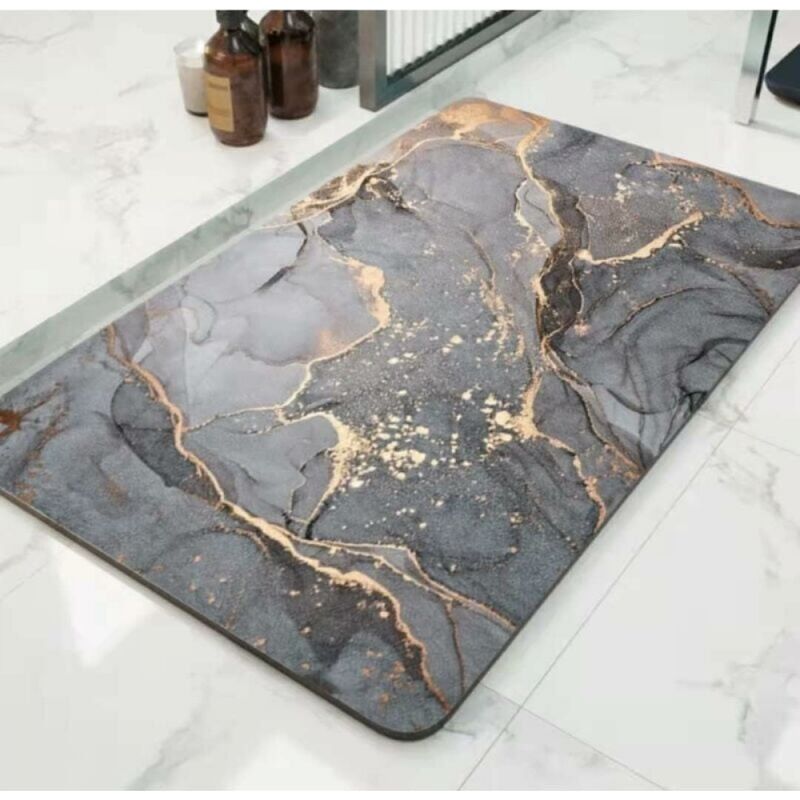 Diatomit-badematte, Saugstark – Schnelltrocknend, Schimmelresistent, Waschbar – 4 Schichten, 40 × 60 Cm, Rutschfestes Gummi