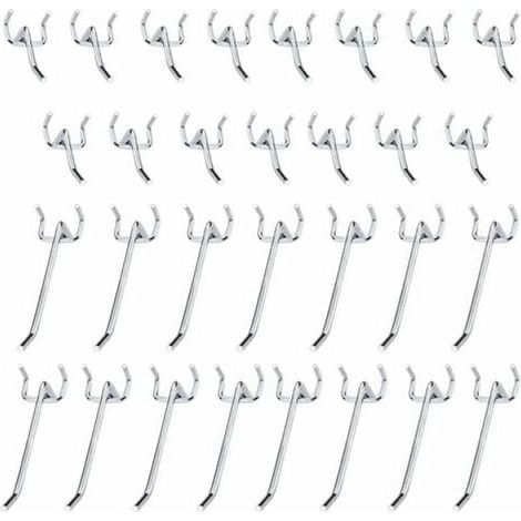 Haken Für Metall-lochwände, Zubehör Für Lochwände, Set Mit Einfachen Haken In 10 Cm Und 5 Cm Für Garagen, Werkzeugschuppen, Werkstätten, 30 Stück