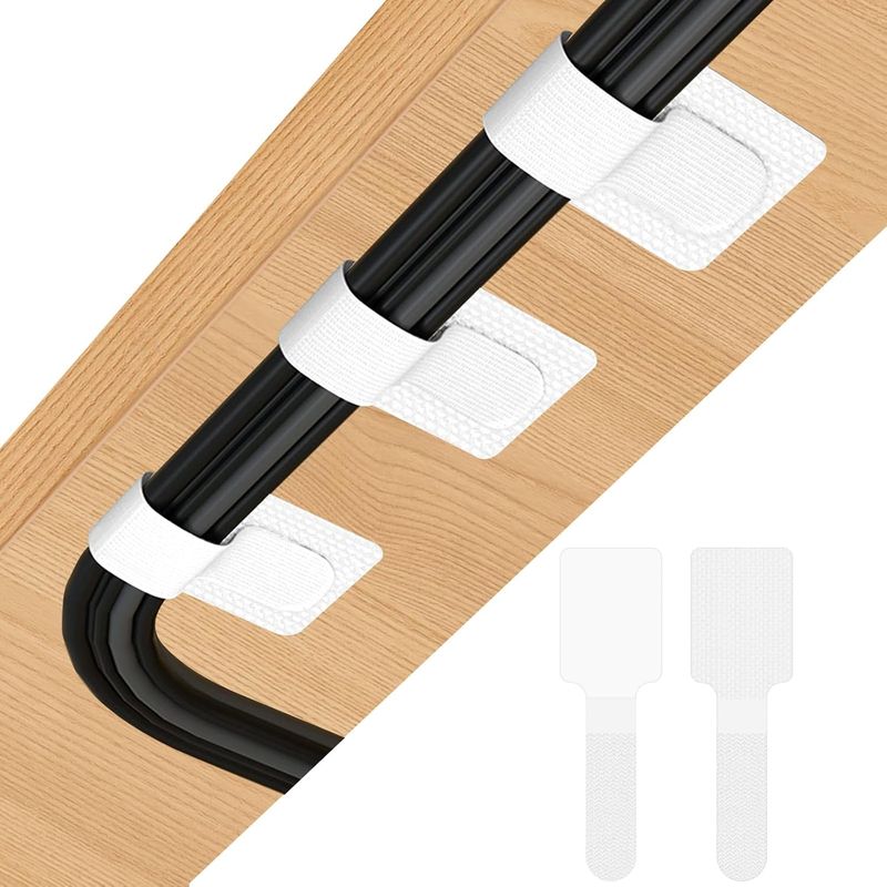 Kabelmanagement Unter Dem Schreibtisch, 60 Kabelhalter Für Den Schreibtisch, Starker Kleber, Umweltfreundliche Kabelorganisation, Verstellbare Klett-kabelbinder