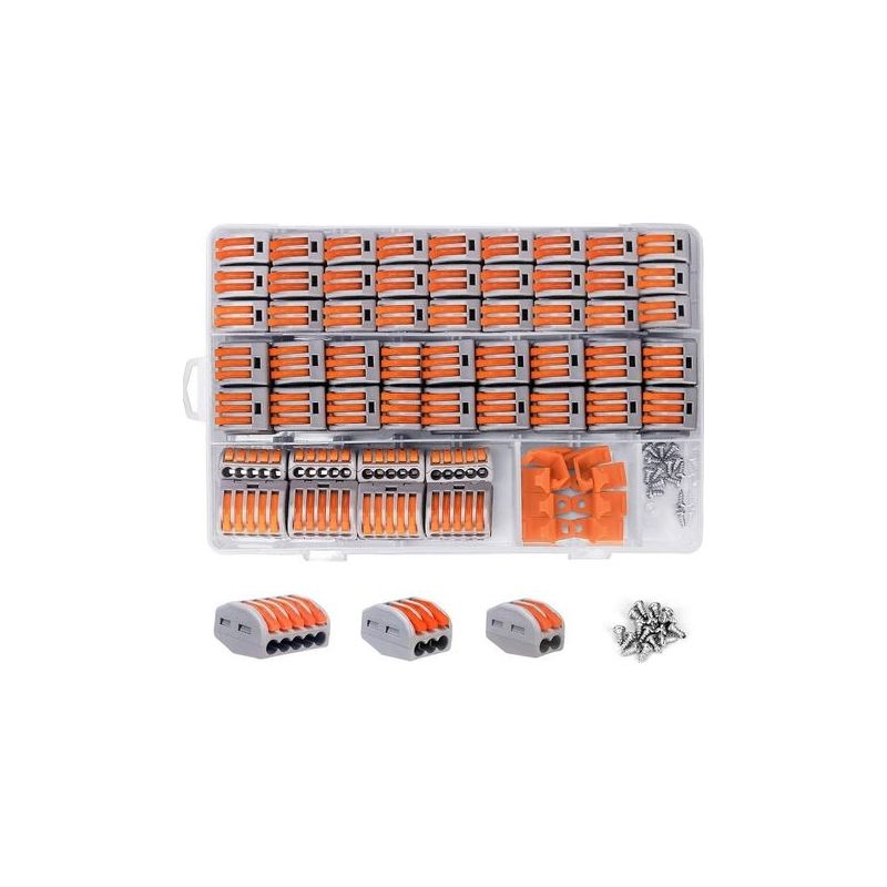 Cosses Electriques Kits 120 Stück, Kompakte Schnelle Elektrische Steckverbinder Klemmenkabel Mit Wasserdichten Fixierungen, Hebel-drahtverbindungen, Hebelmuttern-verbinder Mit 2/3/5 Eingängen