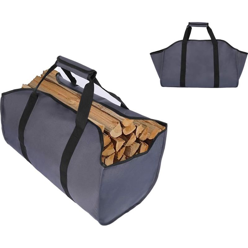 Große, Robuste Canvas-tragetasche Für Brennholz, Ideal Für Kamine, Holzöfen, Holzscheite, Camping Und Landschaftsgestaltung (1 Stück, Grau)