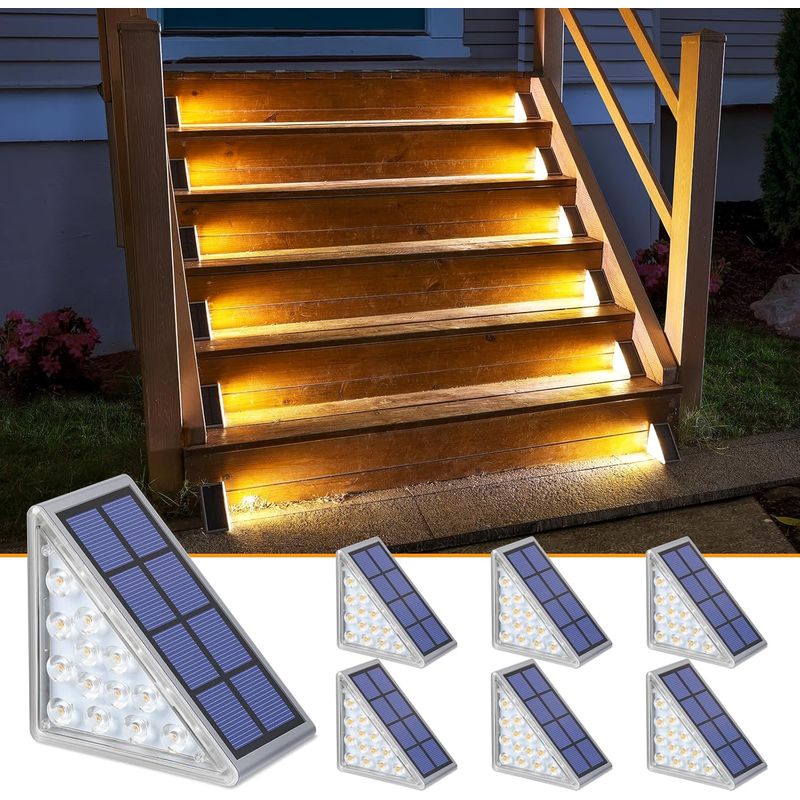 Solarleuchte Für Außen, 6er-pack Treppenbeleuchtung Außen Ip67 Wasserdicht, Automatische Ein-/ausschaltung Warmweiß Led Solarlampe Für Garten, Weg, Treppe, Terrassen, Boden