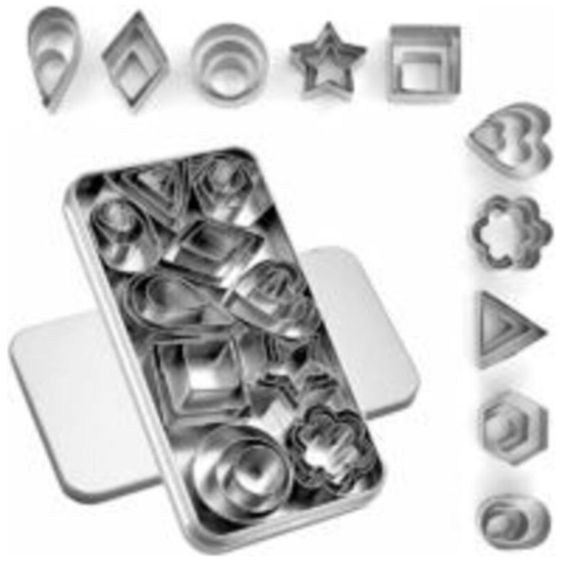 Set Aus 30 Edelstahl-plätzchenformen Mit Aufbewahrungsbox, 10 Verschiedene Formen