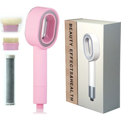 Duschkopf Mit Filter, 3-in-1-handbrause Mit Reinigungsbürsten/schwamm, Massage, Hochdruck, Wassersparendes Duschset Für Hartes Wasser (grau)