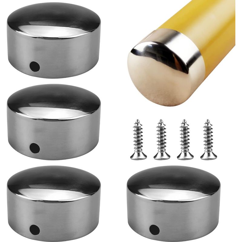 4 Stück Edelstahl-handlaufendenkappen, Ultradünne 0,4 Mm Armlehnen-endabdeckungen, Runde Endkappen Für Treppengeländer, Mit 4 Edelstahlschrauben (50 Mm)